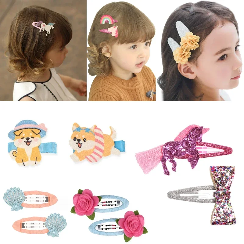 

4PCS Cartoon Animals Fruits Hairpins Set Children Baby Girl Hair Clips Barrettes Accessories Flowers Hairclip Headdress Headwear