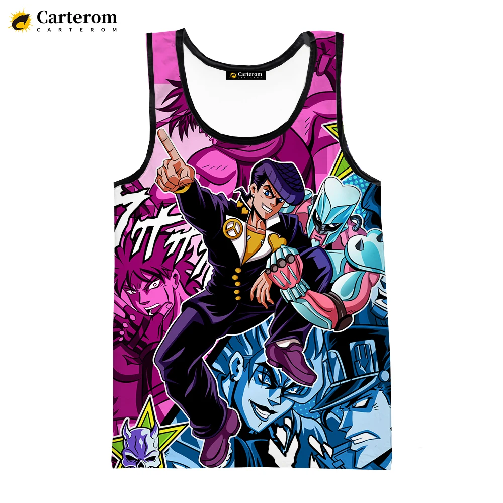 

Anime JoJos Bizarre Adventure 3D Printed Tank Tops Men's Clothing Summer Harajuku Streetwear Oversized Tops Sleeveless Shirts