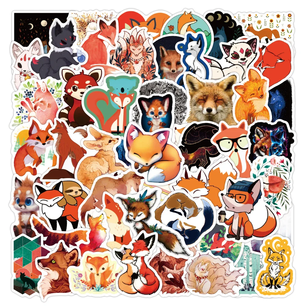 

50 Pieces/Pack Cute Little Fox Cartoon Graffiti Stickers For Guitar Laptop Motorcycle Skateboard Toys Decal Sticker