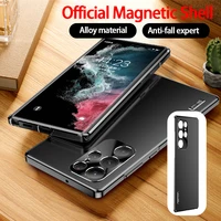 metal magnetic case for samsung galaxy s22 s21 ultra s22plus border frame full cover ultra thin lens protector magnet case s22
