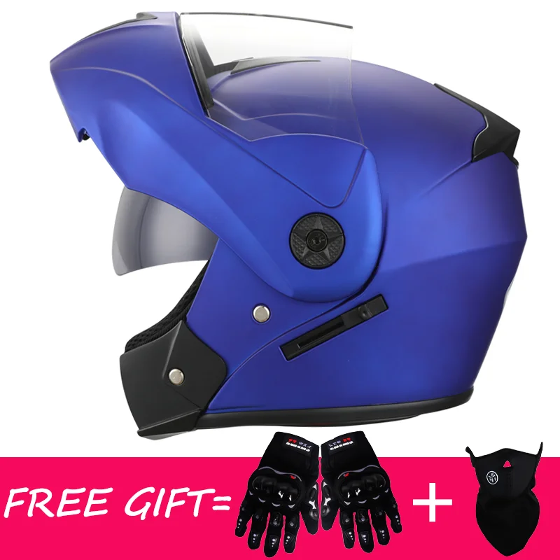 Мотоциклетный шлем с двойным козырьком и двойной линзой унисекс DOT анфас