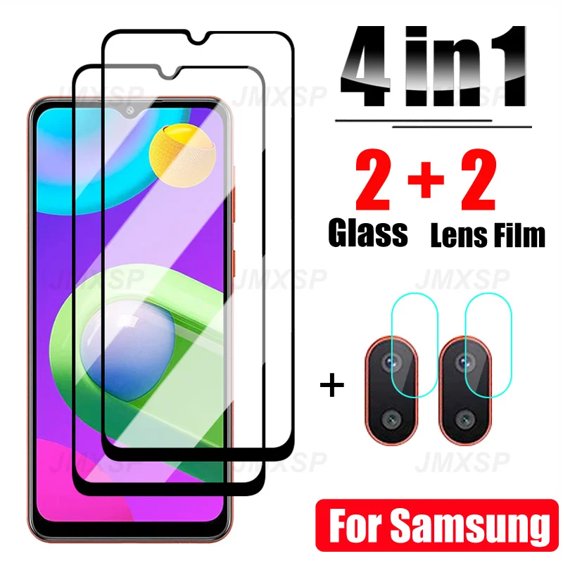 

Защитное стекло 4 в 1 для Samsung Galaxy A02 A12 A22 A32 A42 A52 A72, закаленное стекло для Samsung M02 M12 M32 M42 M52, пленка для объектива