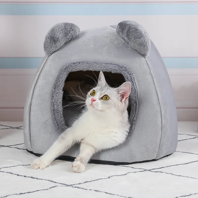 

Warm Comfort Cat Bed in Winter Little Mat Basket Small Dog House Products Pets Tent Cozy Cave Beds Indoor Gate Accessories