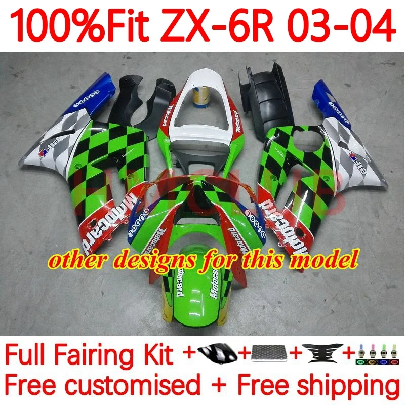 Инъекция OEM для KAWASAKI NINJA ZX-636 ZX 6R 636 6 R 600CC ZX636 ZX6R 2003 2004 ZX600 03 04 обтекатель 55No.0 глянцевый