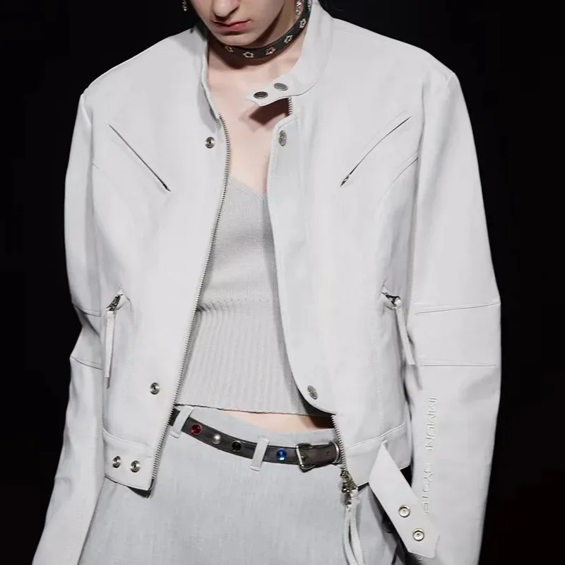 Осень 2024 новая мотоциклетная одежда из овечьей кожи в стиле ретро Дизайнерская