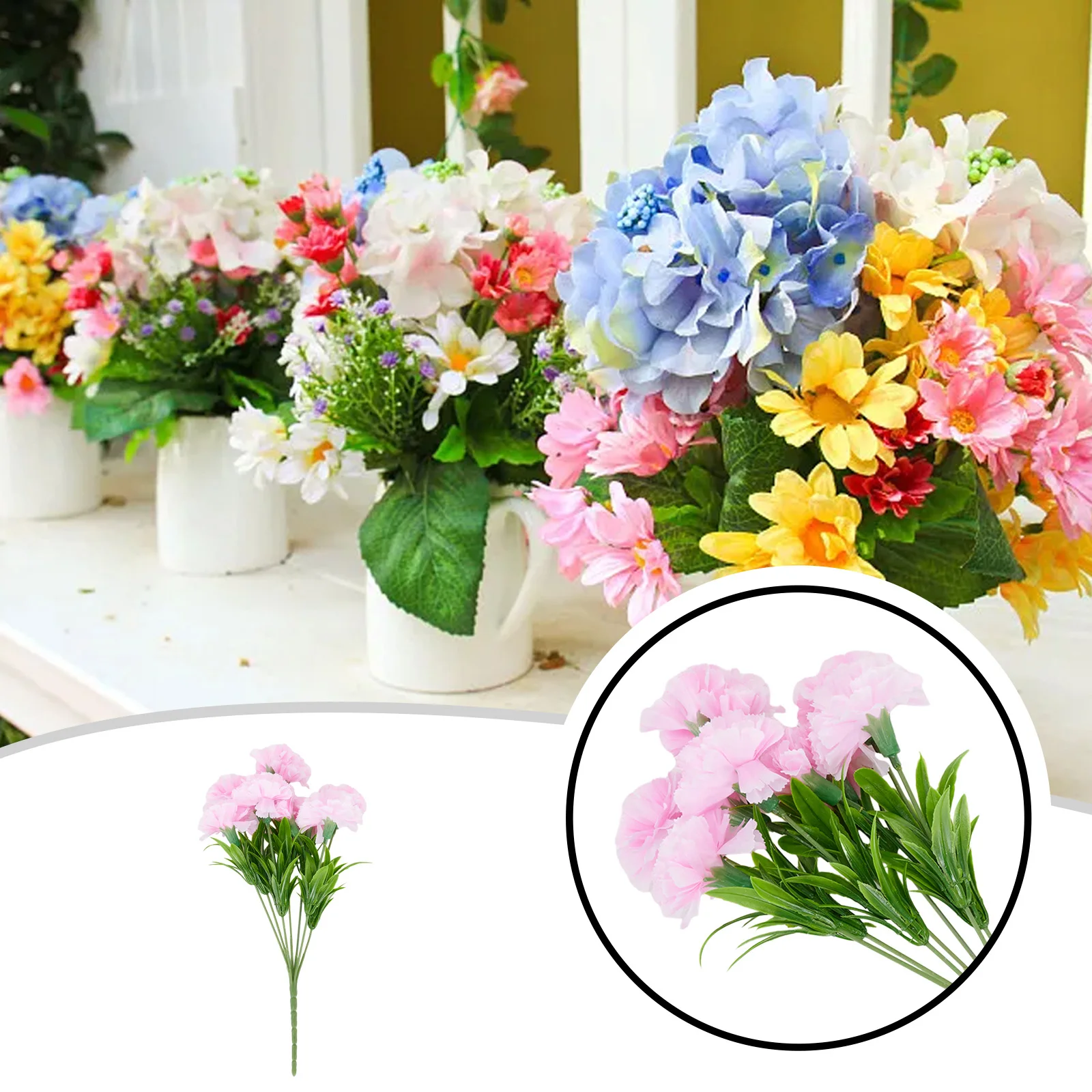 

11Head Carnation Artificial Flowers Plastic Fake Plants Simulation Home Garden Bouquet Party Wedding Ceremony Decor