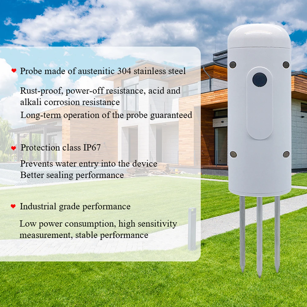 

Tuya Wireless Soil Moisture Sensor Monitor High Sensitivity Plants Moist Testing Tool Anti-rust Waterproof for Greenhouses Lawns