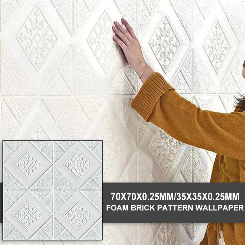 

2023 35x35cm /70x70cm 3D Self Adhesive Foam Wall Sticker Ceiling Waterproof Wallpaper Kids Room Office Decoration Home Decor