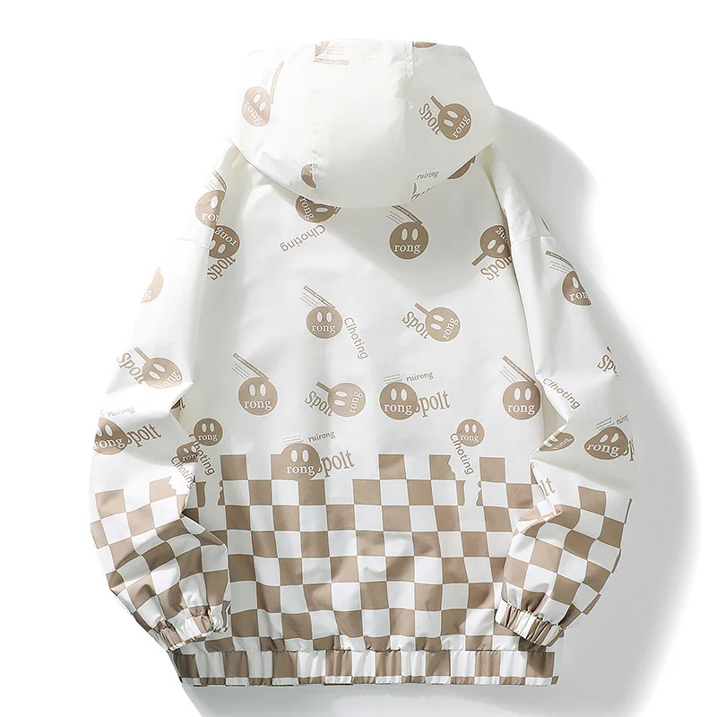 

Куртка мужская с капюшоном, ветрозащитная белая куртка в стиле пэчворк, большие размеры, в Корейском стиле, весна-осень