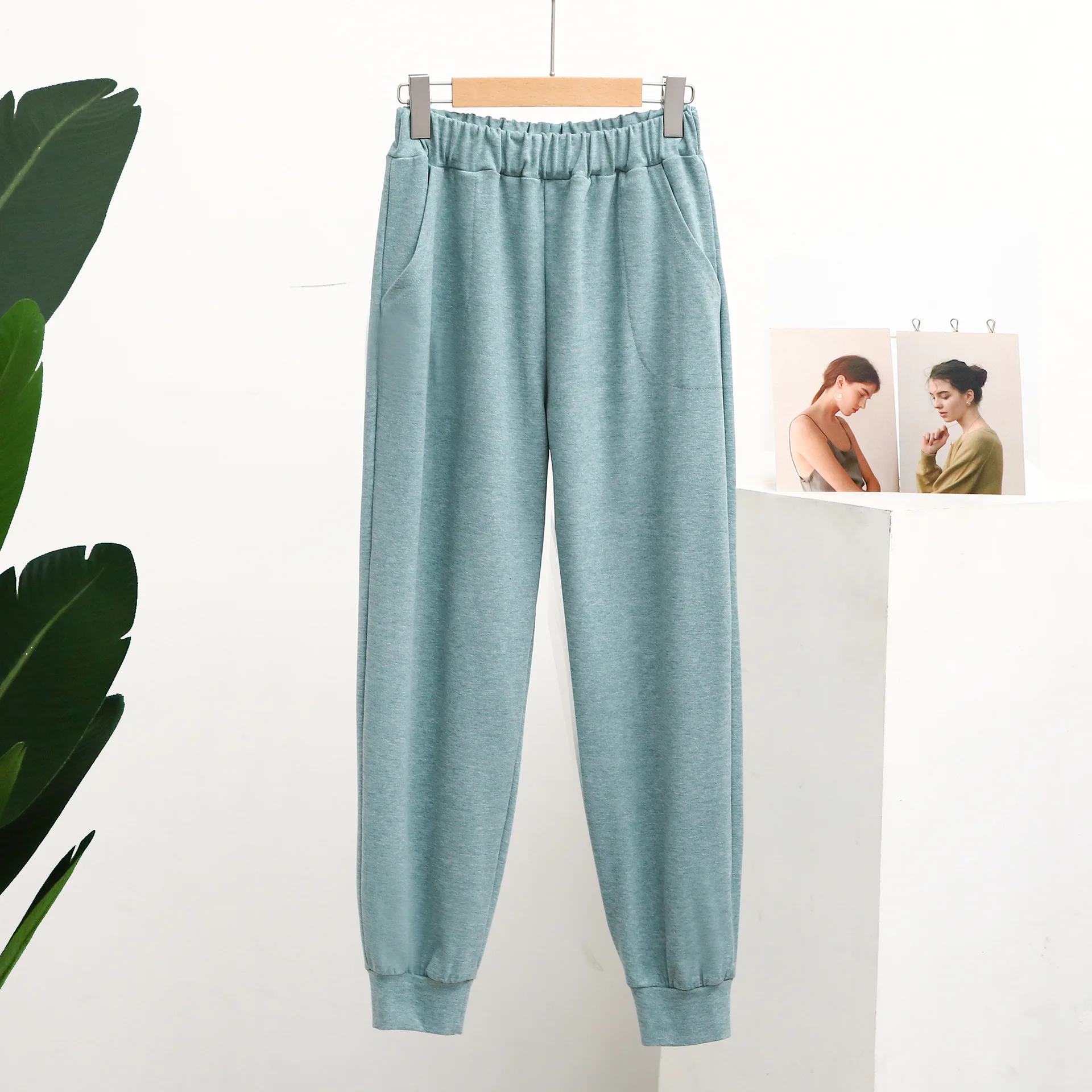 Women Loungewear Underwear Autumn/ Winter Fantasy Color Plane German Velvet House Pants Thickening High Waist Leisure Trousers