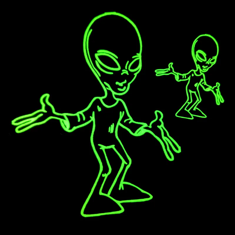 

PataBebu Brand Luminous Patches Alien Hello DIY Clothing Thermal Transfer Paper Iron Ons Sticker for Clothes Fluorescence Patch