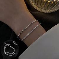 925 sterling silver bracelet new fashion double layer bracelet beads accessories jewelry women bracelet simple