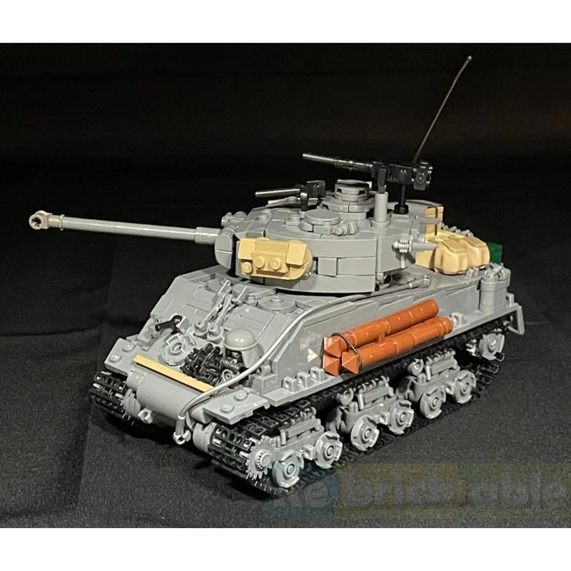 Фото Конструктор MOC-248644: Танк Sherman M4A3E8, модель военного танка MOC, креативный подарок, набор строительных блоков, 1087 деталей №3