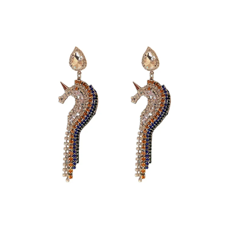 Богемные Винтажные серьги-подвески в виде единорога для женщин модные