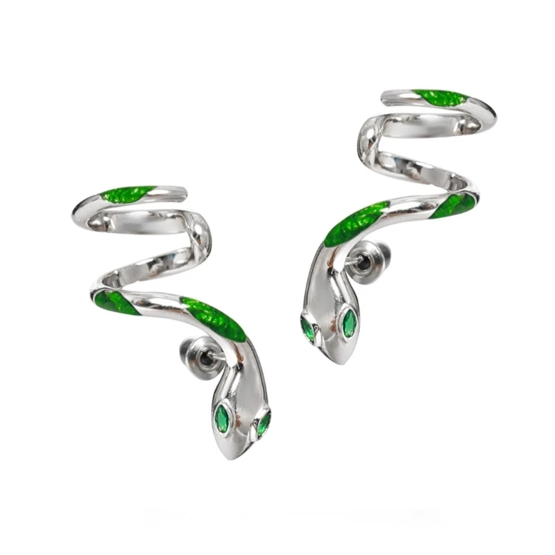 

1 Pair European American Snake-shaped Winding Earrings Cold Wind Various Ways to Wear Exaggerated Left Right Ear Jewelry 264E