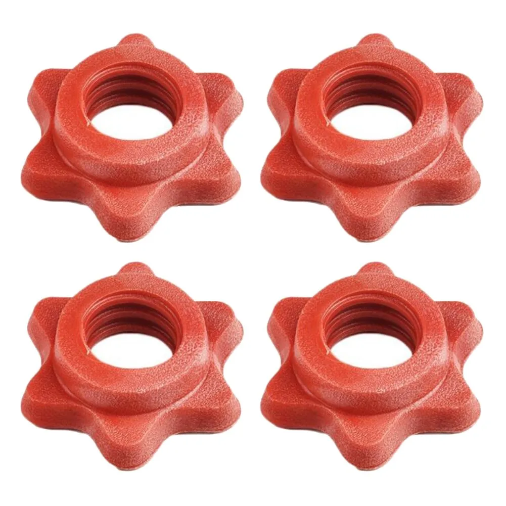 

25mm(1\") Dumbbell Nut 4pc Bar Barbell Check Clips Collars Dumbbell Lock Nut Plastic Red Spin Spinlock Practical