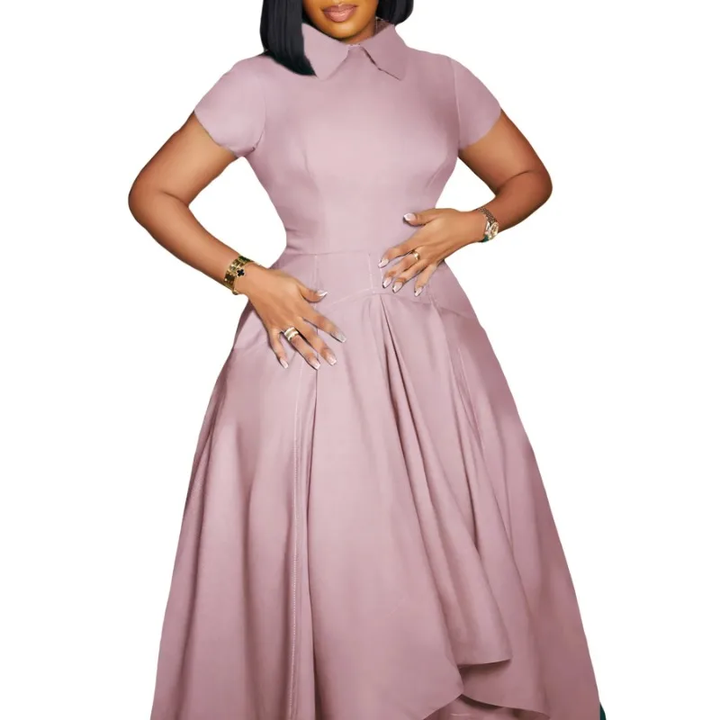 Летние Элегантные африканские платья для женщин с коротким рукавом из