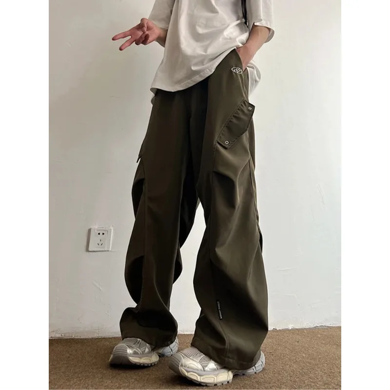 Фото Techwear Брюки-карго с парашютом Мужские широкие брюки в стиле хип-хоп Мужская быстросохнущая уличная одежда Свободные большие размеры Корейский хип-хоп №2