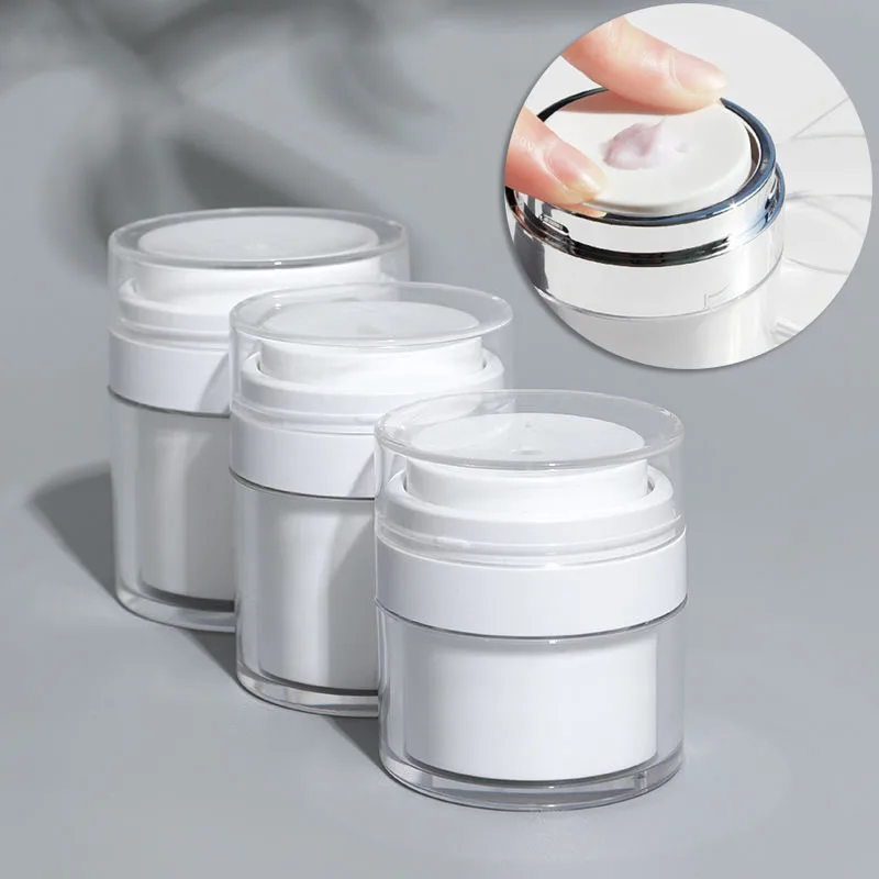

New Empty Airless Pump Jar Refillable Creams Gels Lotions Dispenser Travel Cosmetic Container Makeup Tools 15ml 30ml 50ml 100ml