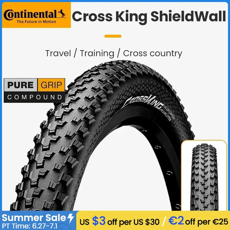 

Continental Cross King 27.5 MTB Foldable Tire 180TPI Mountain Bicycle ShieldWall System Folding Tyre 27.5X2.30 Tubeless Ready