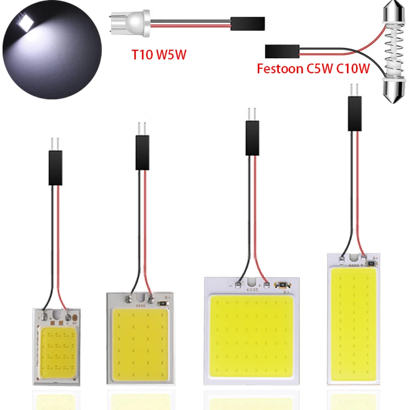 

1pcs Festoon LED COB Signal Bulbs T10 W5W Car Interior Reading Lights 31/36/39/41MM C5W C10W Lamp License Plate Light 12V White