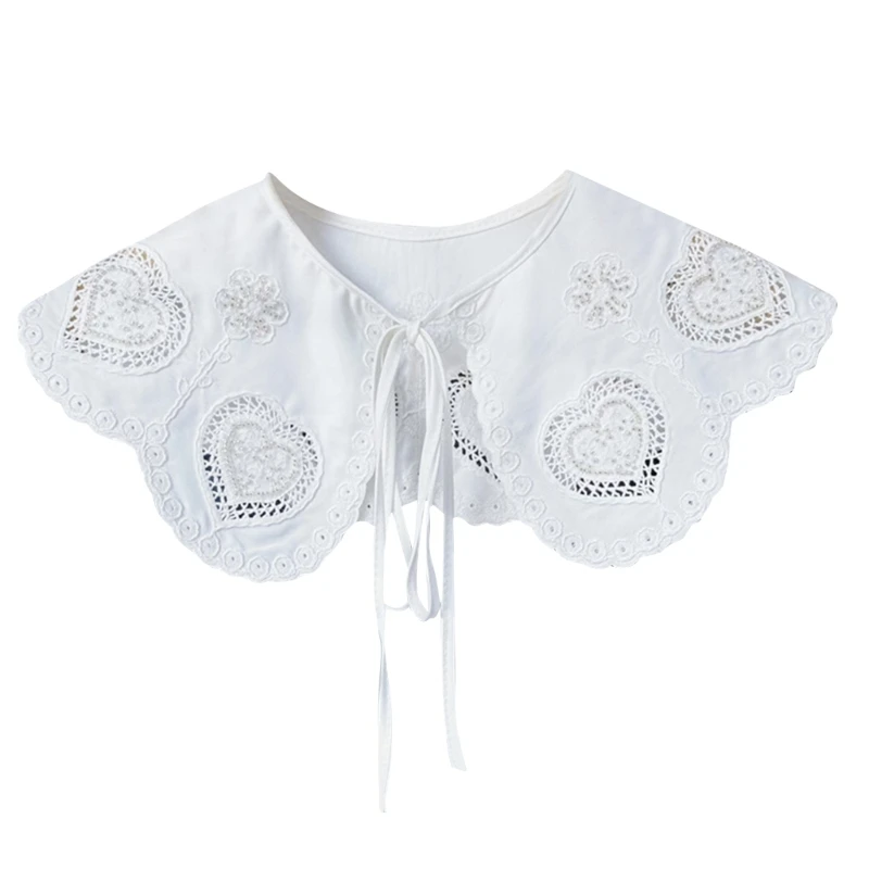 

New style Lace Floral Girls Clothes Accessiory with Embroidery Chinese Flower Ancient Art Traditional Lace Shawl Collar Lapel