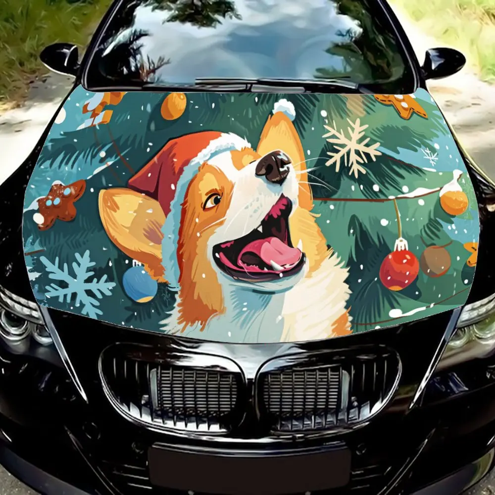 Милые рождественские животные собаки капот автомобиля цветная виниловая