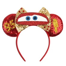 Popular Cars Disney Ears Headband Lightning McQueen Mickey Mouse Hairband Women Party Cosplay DIY Headwear Kids Hair Accessories