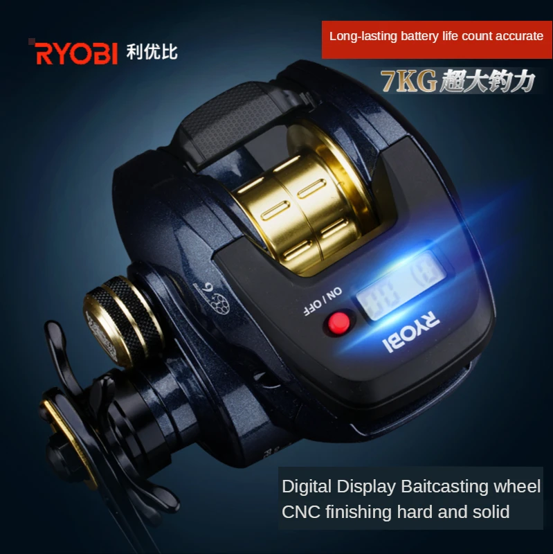 Рыболовная катушка RYOBI с цифровым дисплеем для заброса приманки 7 3: 1 гладкая и без