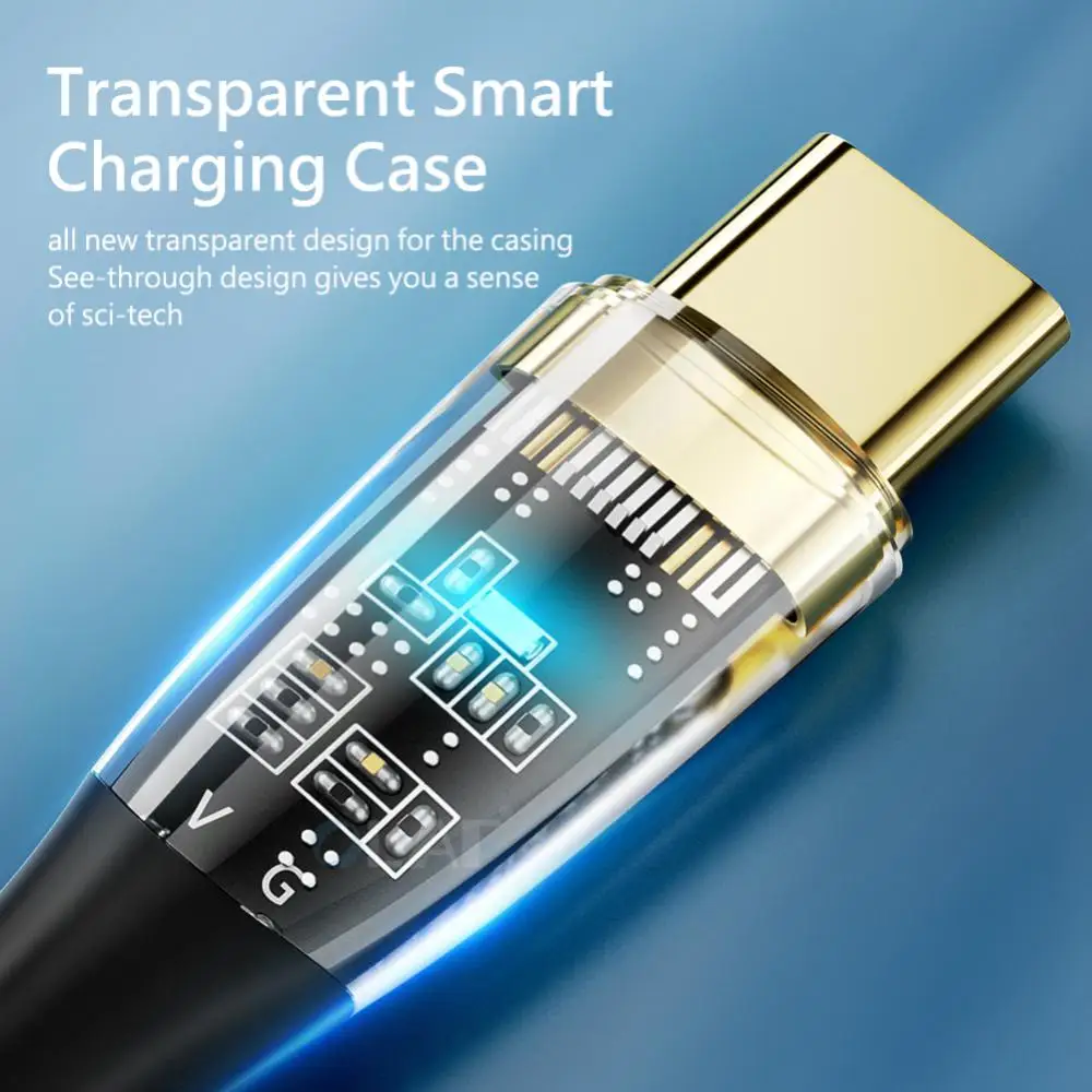 

A-c Cable Transparent For Xiaomi For Samsung Galax Data Cable New Fast Charging Cable 100w Phone Accessories Usb Cable Hot