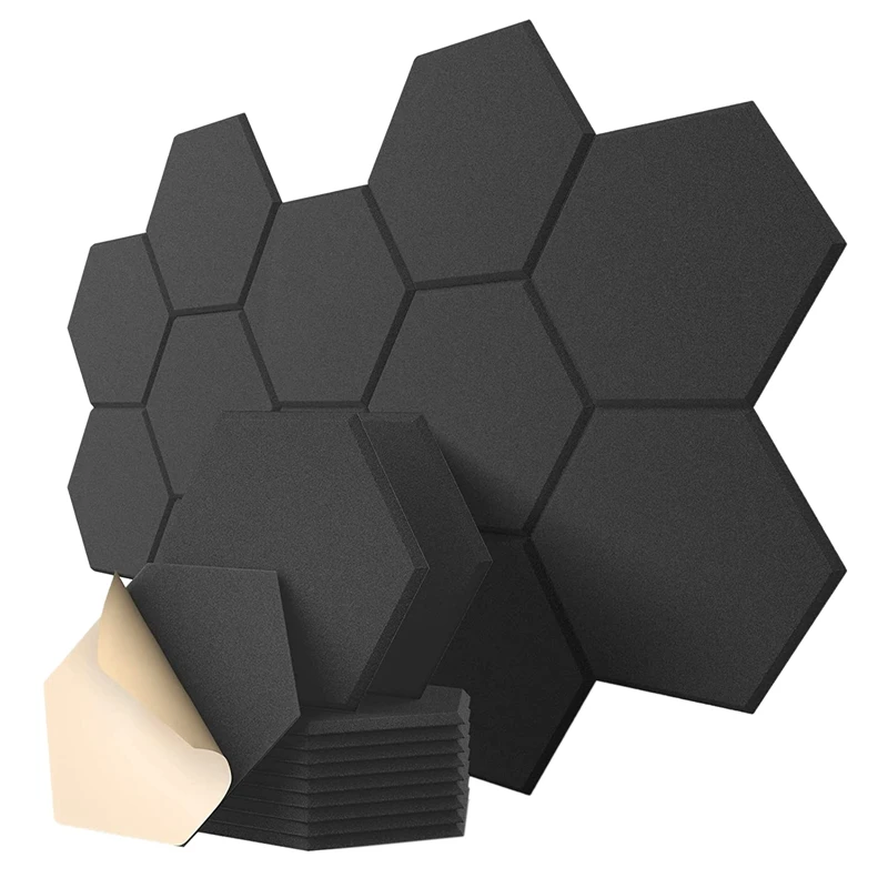 

12 Pack Self-Adhesive Acoustic Panels, 12X10X 0.4 Inch Soundproof Foam Panels,Hexagon Soundproof Panels