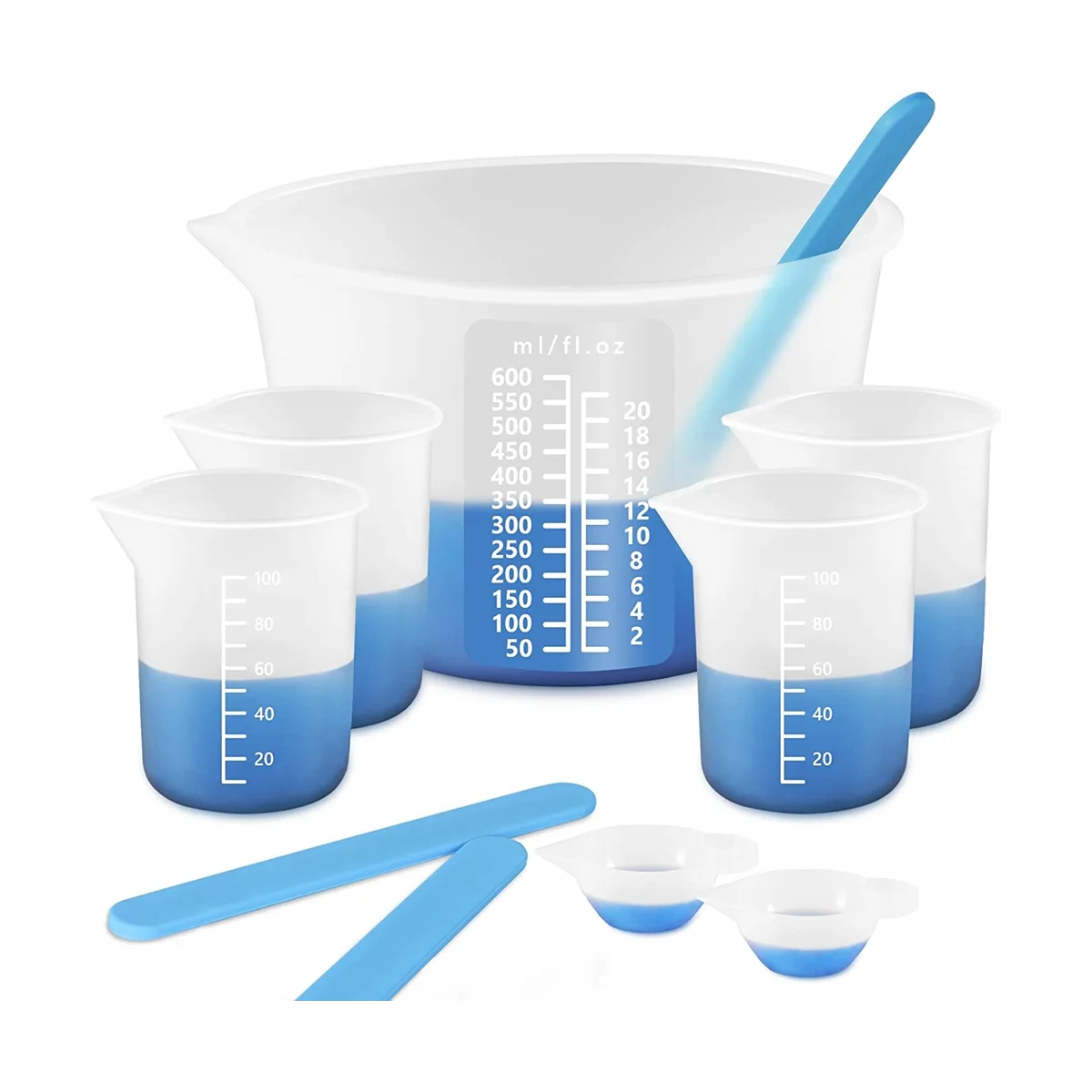 

Silicone Measuring Cups for Epoxy Resin, Resin Supplies with 600&100Ml Silicone Cups, Silicone Stir Sticks, Mixing Tool