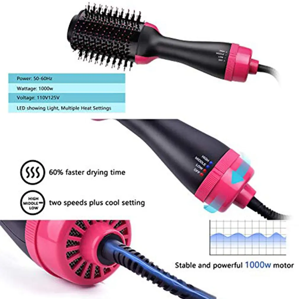 Фен для волос с горячим воздухом стайлер и объемный выпрямитель плойка расческа
