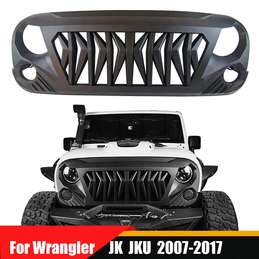 

ABS Racing Grill Radiator Grille Front Bumper Mesh Grills Cover With Amber LED Lights Accessories For Wrangler JK JKU 2007-2017