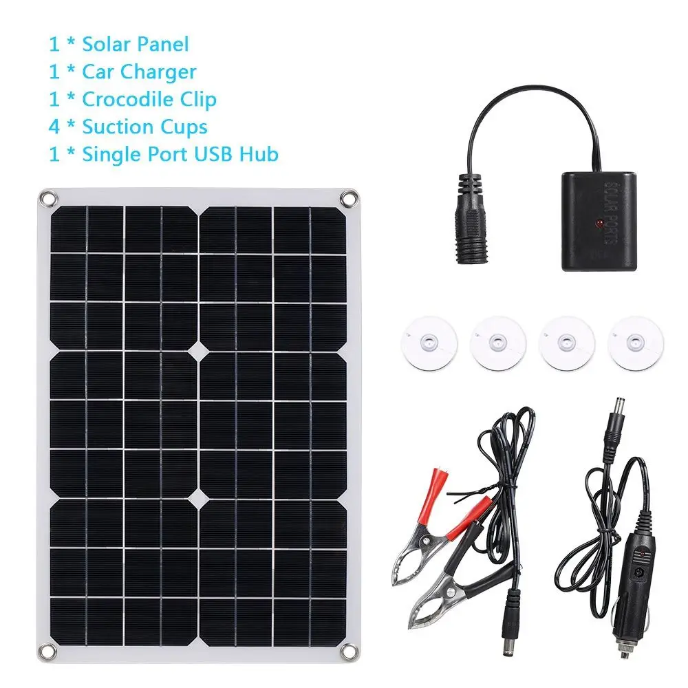 

Портативное зарядное устройство для солнечной батареи, комплект панелей солнечных батарей 12 В, монокристаллический, с зажимами для батарей...
