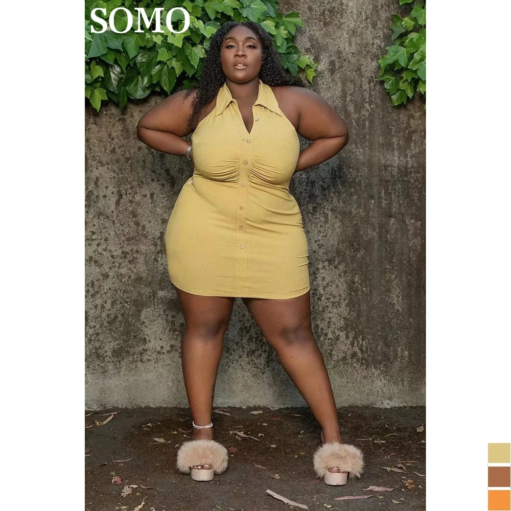 

Женское облегающее мини-платье без рукавов, на пуговицах