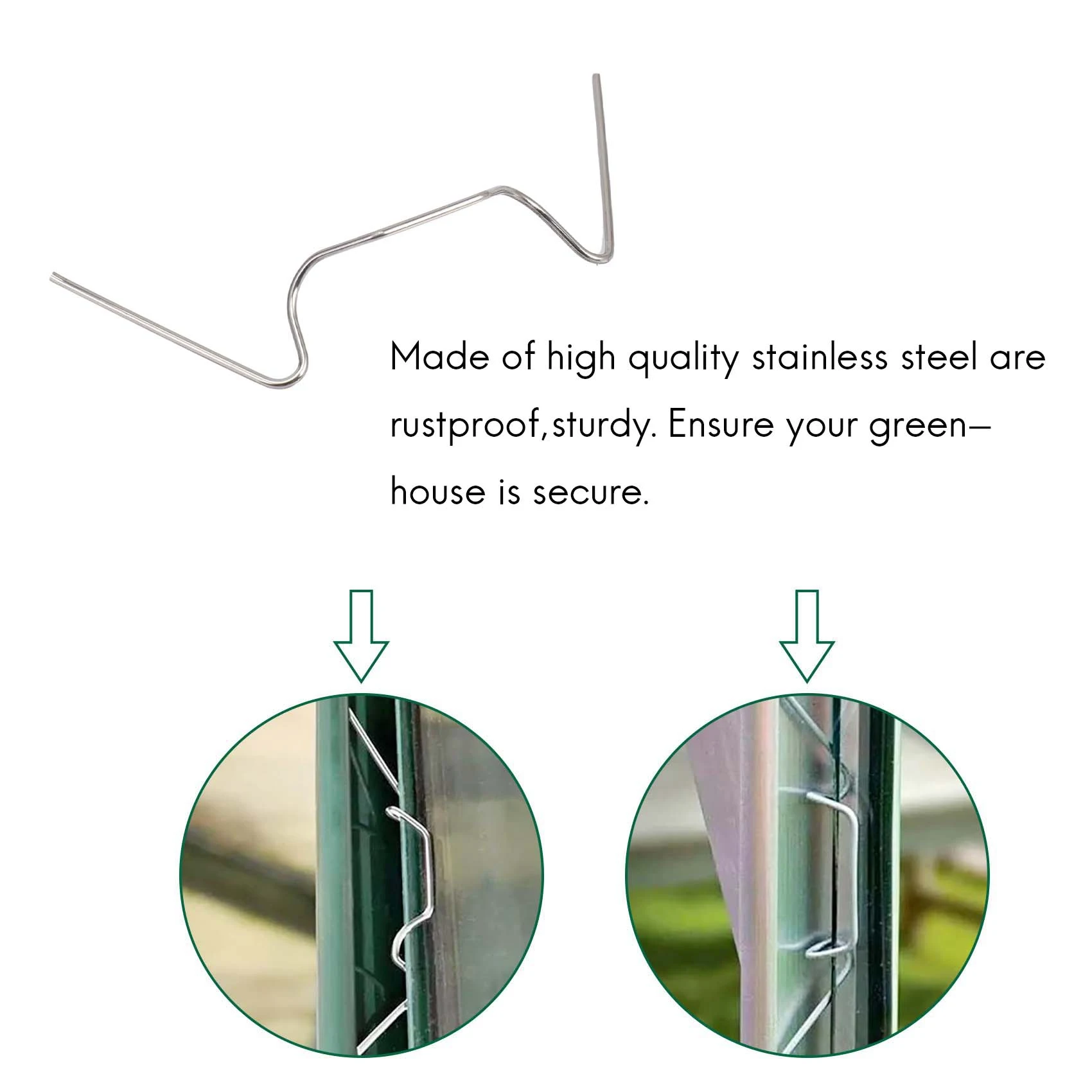 

Greenhouse Glazing Clips, Stainless Steel W Type Clips Leaf Spring Clips for Greenhouse Glass House Twin-Hall Web 100PCS