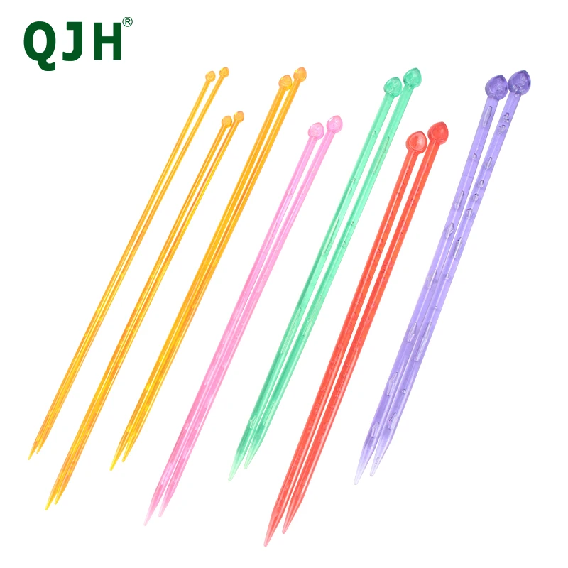 

QJH Single Pointed Knitting Needle Set - Includes 7 pairs of LONG (13.78") needles, Sizes 4-10mm, Acrylic Knitting Needles