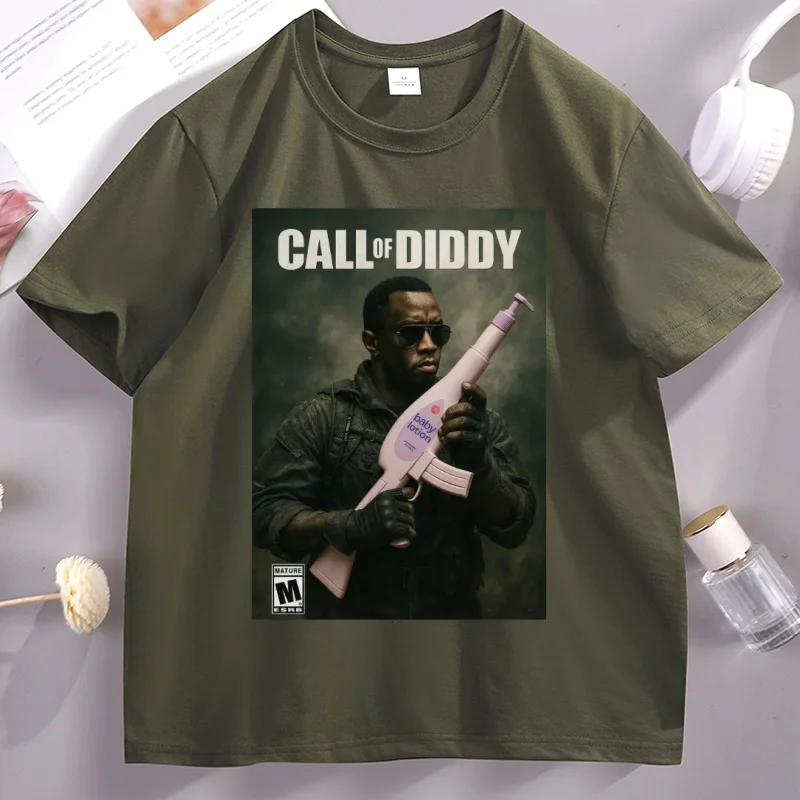 Фото Футболка Call of Diddy для мужчин и женщин, футболка с графическим принтом по мотивам видеоигр, повседневная хлопковая футболка с круглым вырезом и короткими рукавами, уличная одежда №2