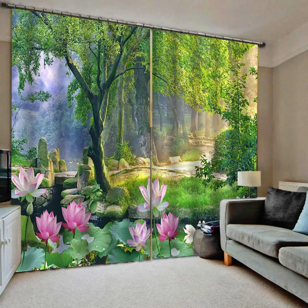 Зеленый лесной парк шторы с затемнением роскошные 3D комплект для спальни