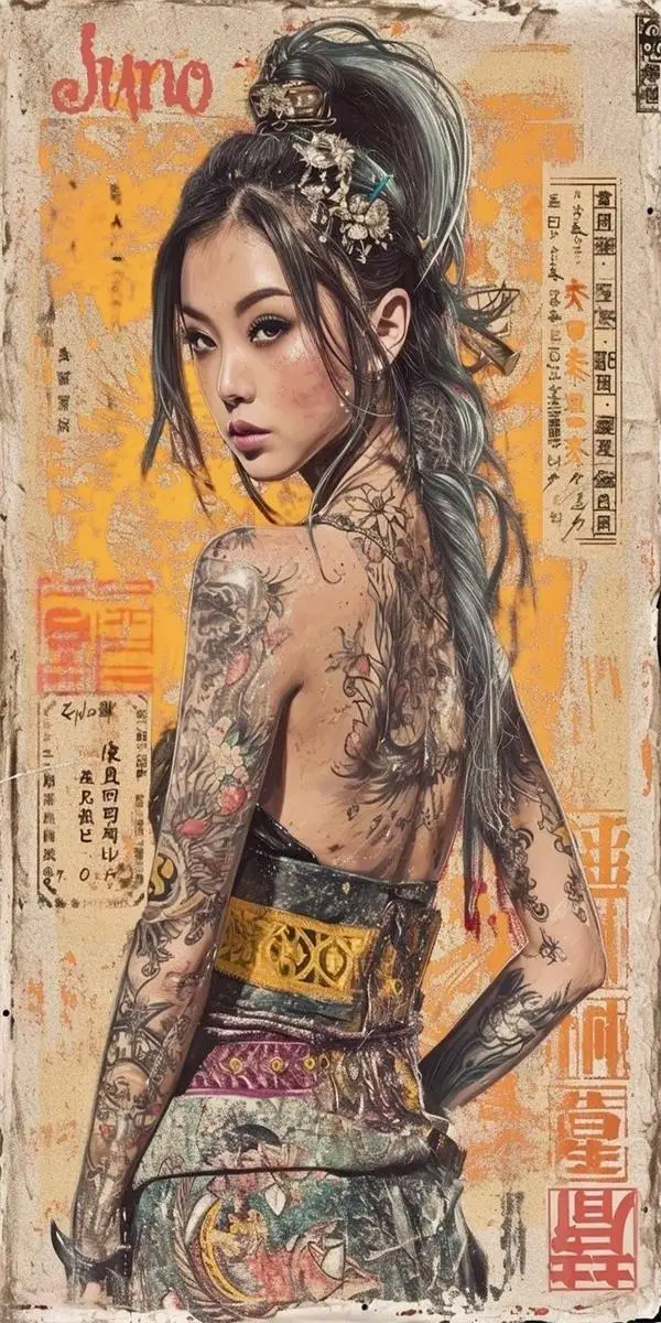 

Печать на холсте "Винтажное японское искусство: гейша и самурай"