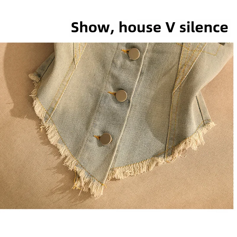 Винтажная джинсовая майка женская укороченная летняя верхняя одежда без