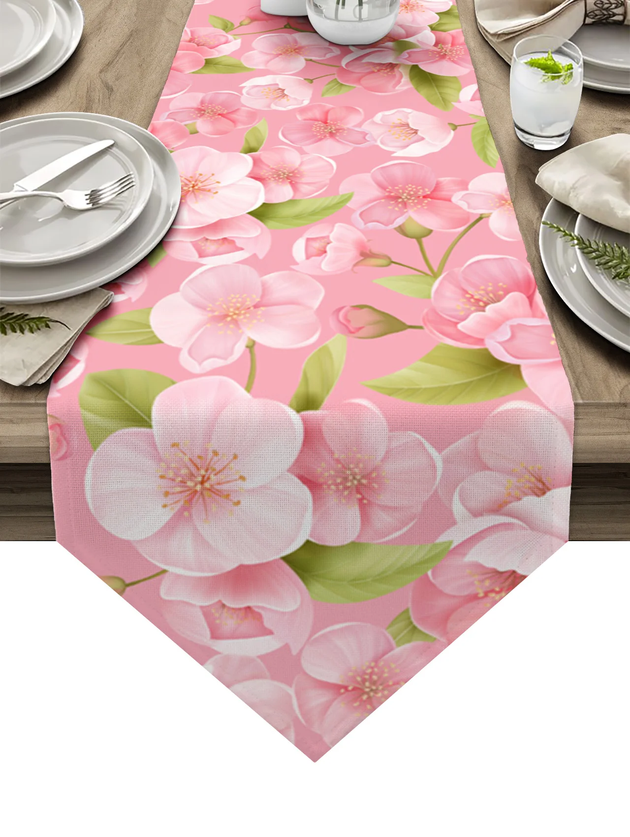 

Spring Pink Peach Blossom Coffee Table Decor Tablecloth Wedding Decoration Dinning Table Decoration Table Runner