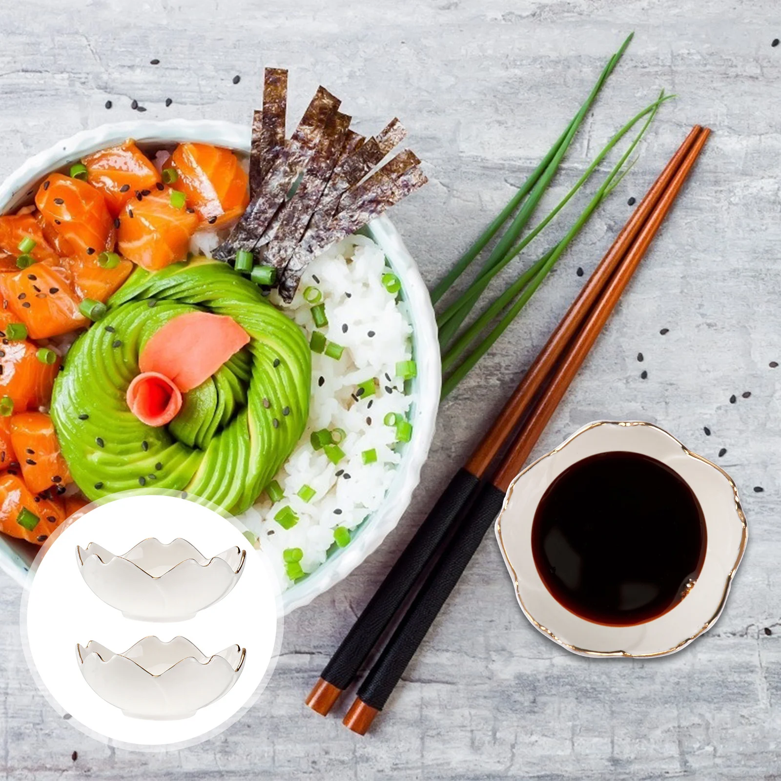 

Dipping Dish Bowls Sauce Bowl Dishes Ceramic Plates Flower Appetizer Seasoning Condiment Soysushi Plateporcelain Vinegar Side