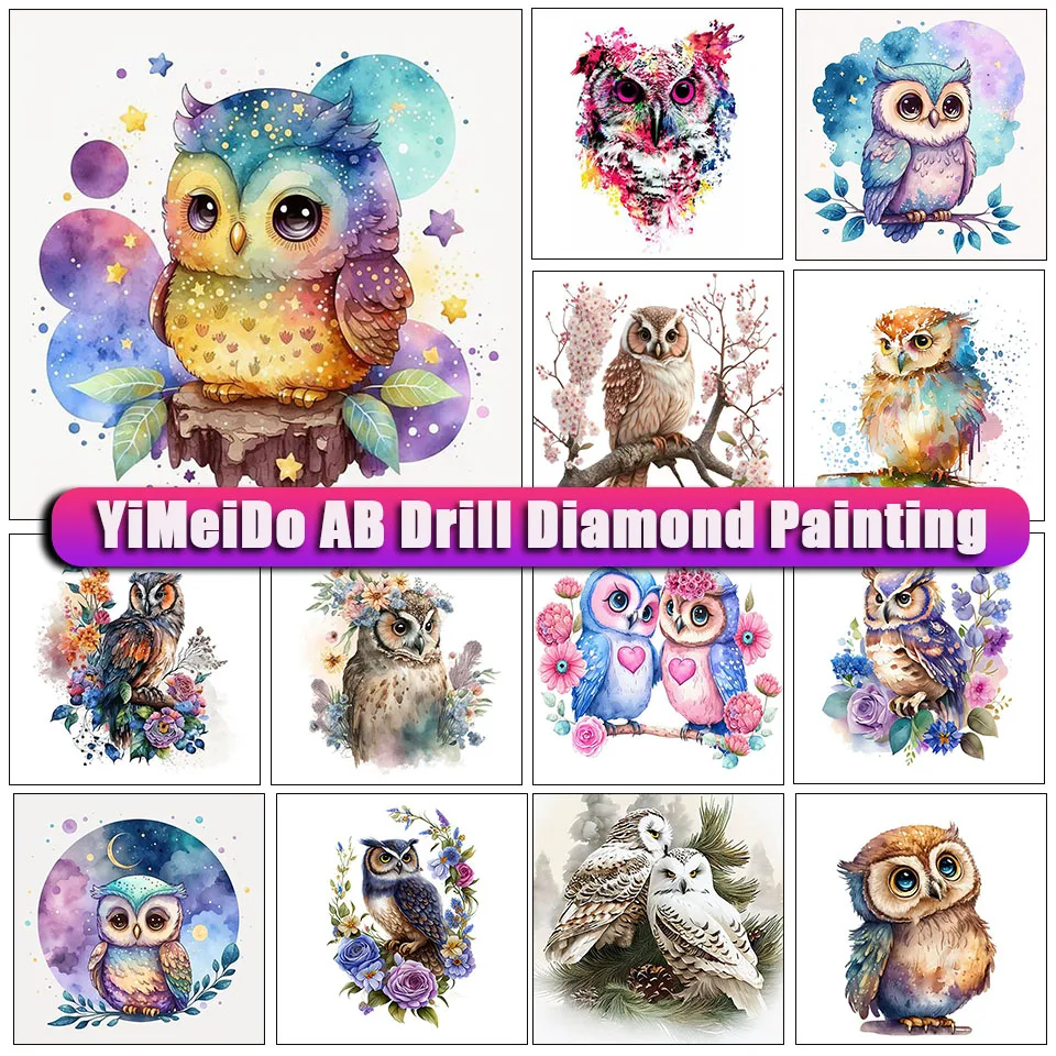 

YIMEIDO Zipper Bag AB Diamond Painting Owl Cartoon 5d Mosaic Cross Stitch Diy Embroidery Diamond Animal Set Handmade New 2023