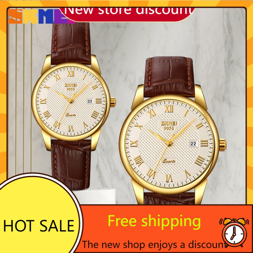 

Мужские и женские классические деловые кварцевые часы с ремешком для пары модные изделия водонепроницаемый стальной ремень календарь