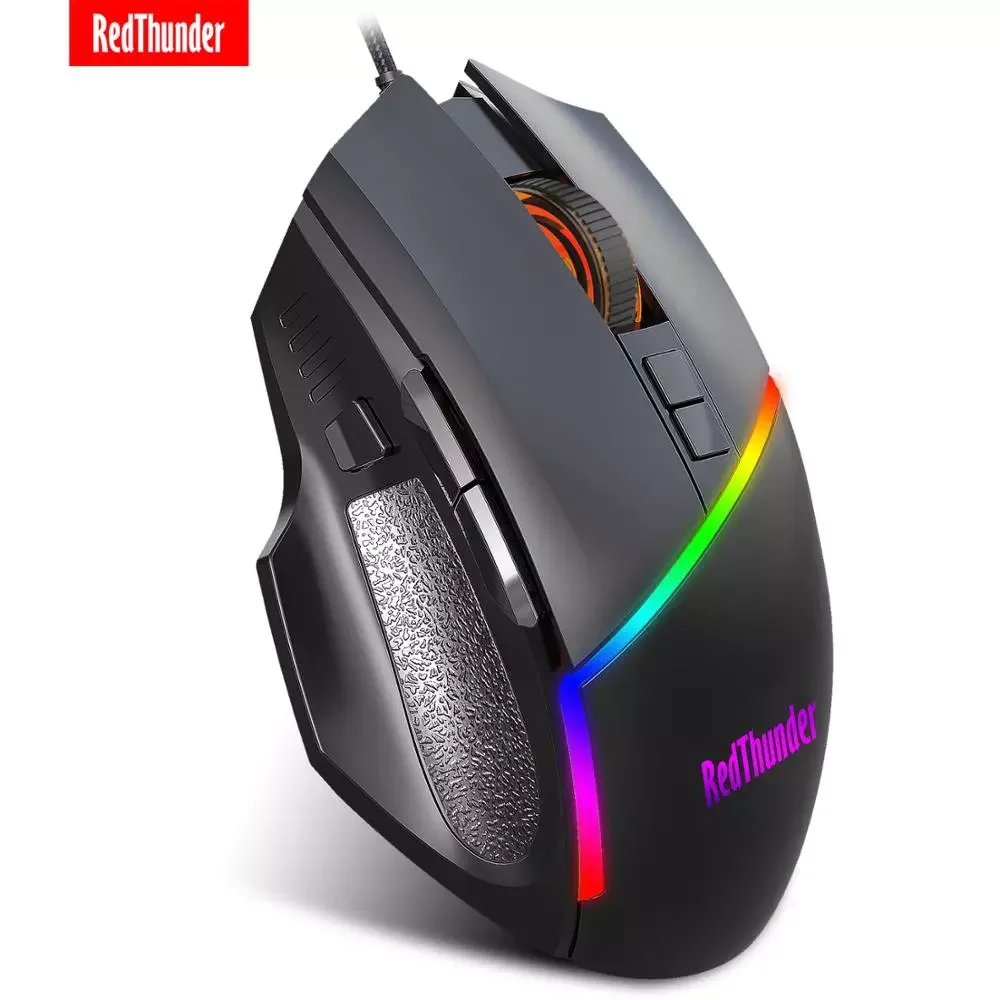 

RedThunder A876 Gaming Mouse, RGB Backlight, (800-1200-3200-6400) DPI Ergonomic Design, Function Buttons For Computer Gamer