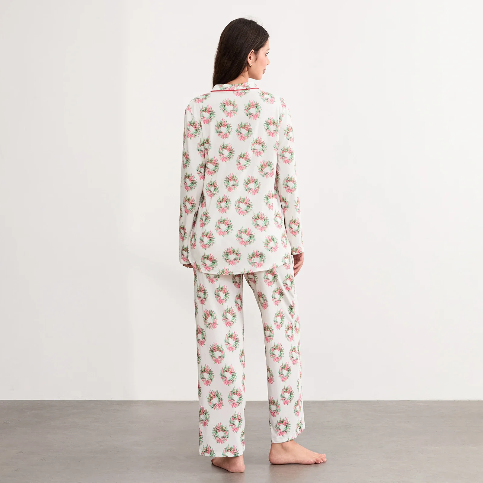 Hirigin осенне-зимний пижамный комплект для женщин с длинными рукавами и цветочным