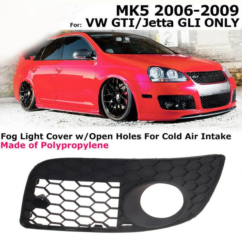 

Left Front Bumper Lower Fog Light Grill Honeycomb Hex Fog Lamp Grille for Jetta MK5 -GTI GLI 2006-2009