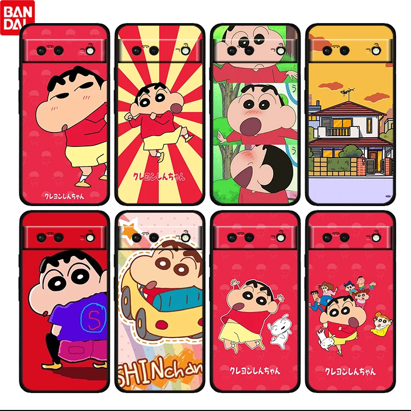 

Crayon Cartoon Shin chan Shockproof Cover for Google Pixel 7 6 Pro 6a 5 5a 4 4a XL 5G Black Phone Case Shell Soft Fundas Coque